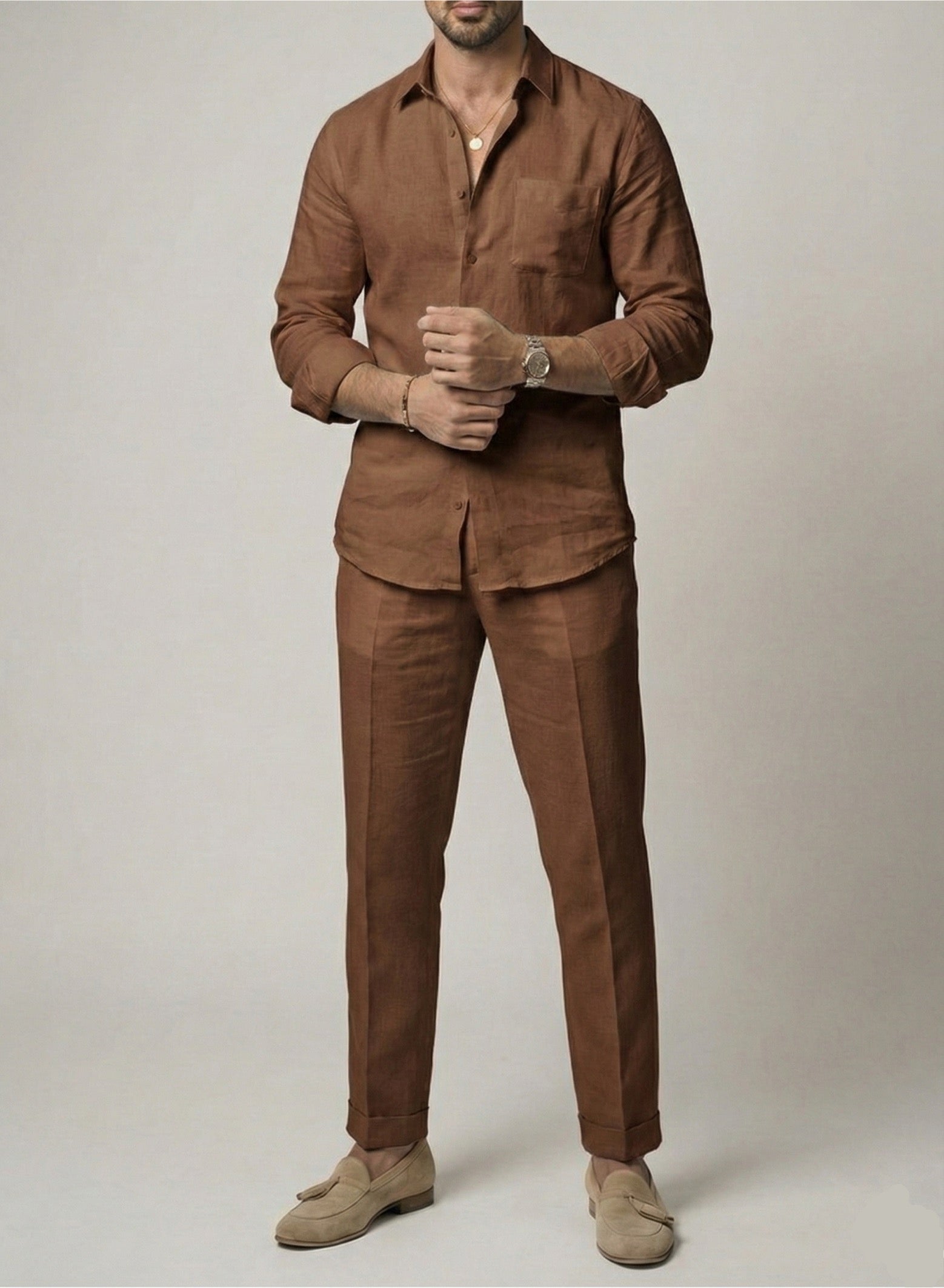 Modern Top & Bottom Set Of Linen, Luxury And Style